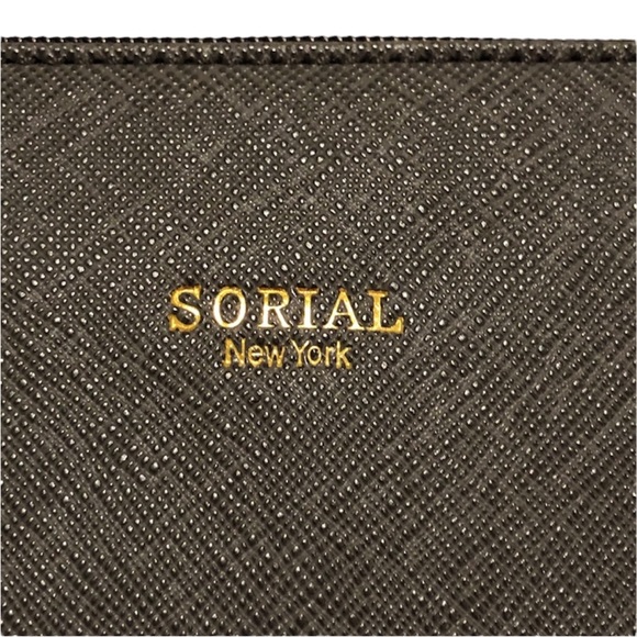 Sorial Saffiano Vegan Leather Dark Grey Wristlet Brand New With Tags - Picture 4 of 12